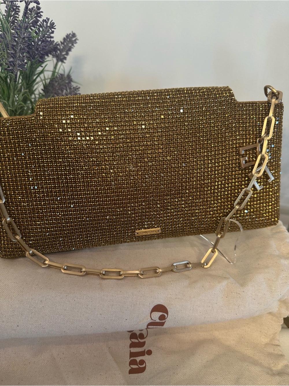 Cult Gaia Gold Crystal-Embellished Shoulder Bag - Picture 8 of 14